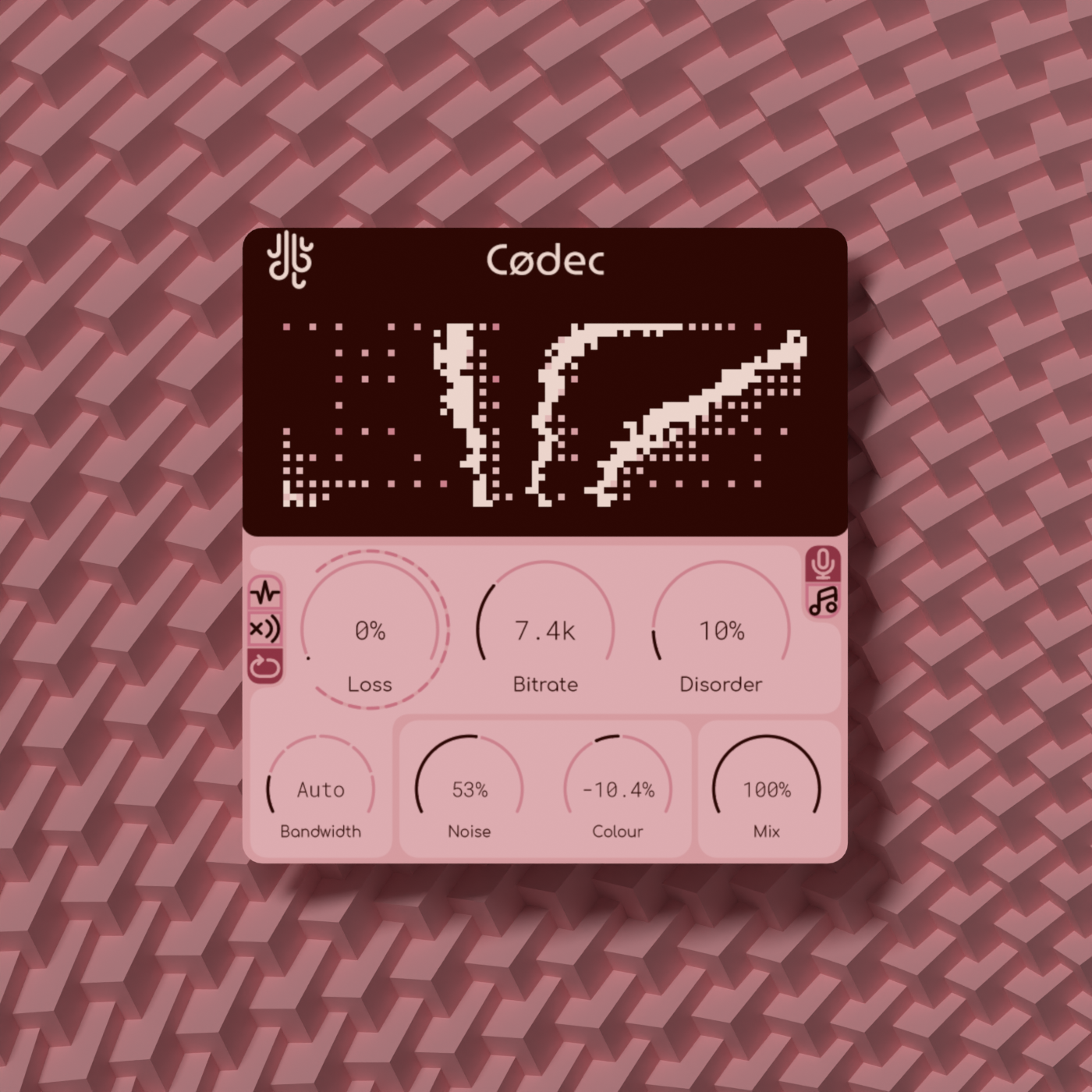 codec plugin release render, shows a screenshot of codec in front of a patterned background