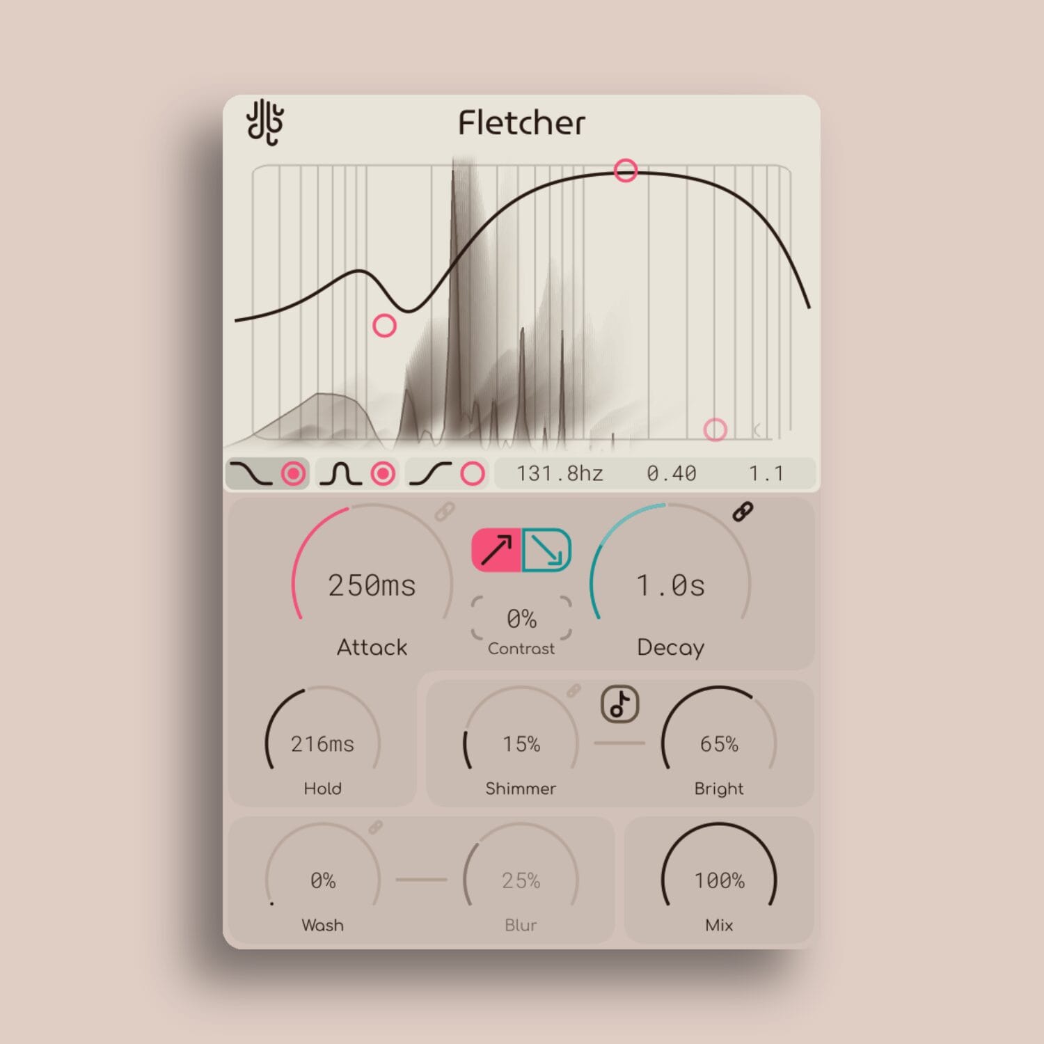 screenshot of the fletcher audio plugin on a solid background